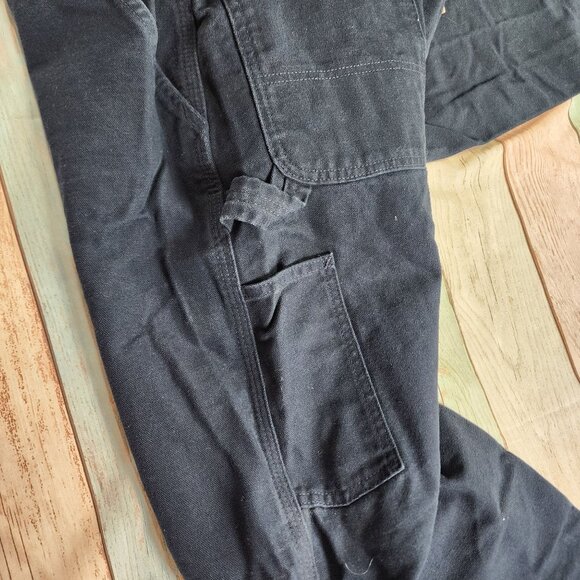 Carhartt Mens 48x30 B11 Denim Dungaree Work Pants Navy Blue Heavy Duty - Picture 7 of 10